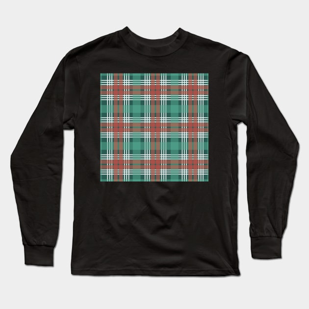 Christmas Coloured Scottish Tartan Style Design Long Sleeve T-Shirt by MacPean